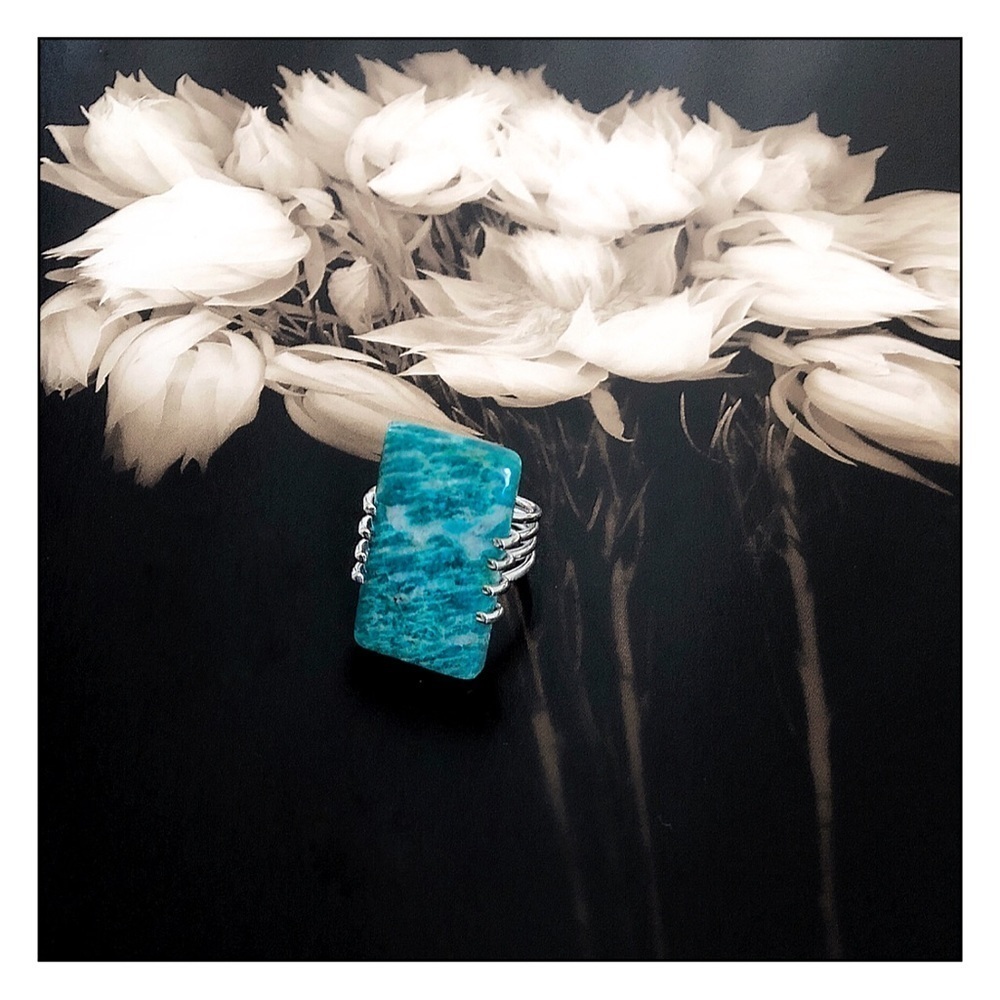 Nwt Sterling Silver Amazonite Healing Crystal Ring 6.5